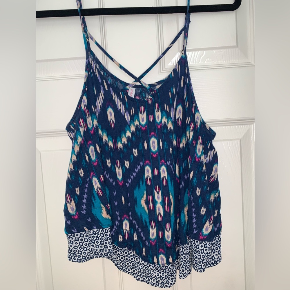 Xhilaration Blue Tribal Aztec Strappy Top